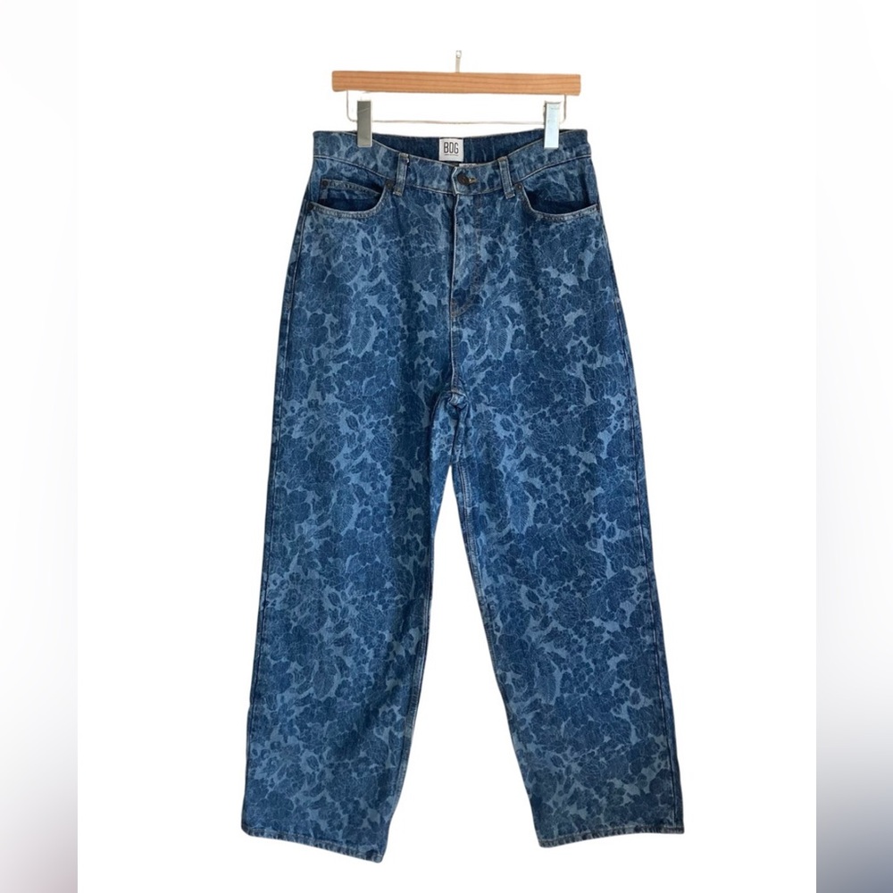 BDG UO Big Jack Relaxed Tapered Floral All Over Two Tone Denim Print Jeans